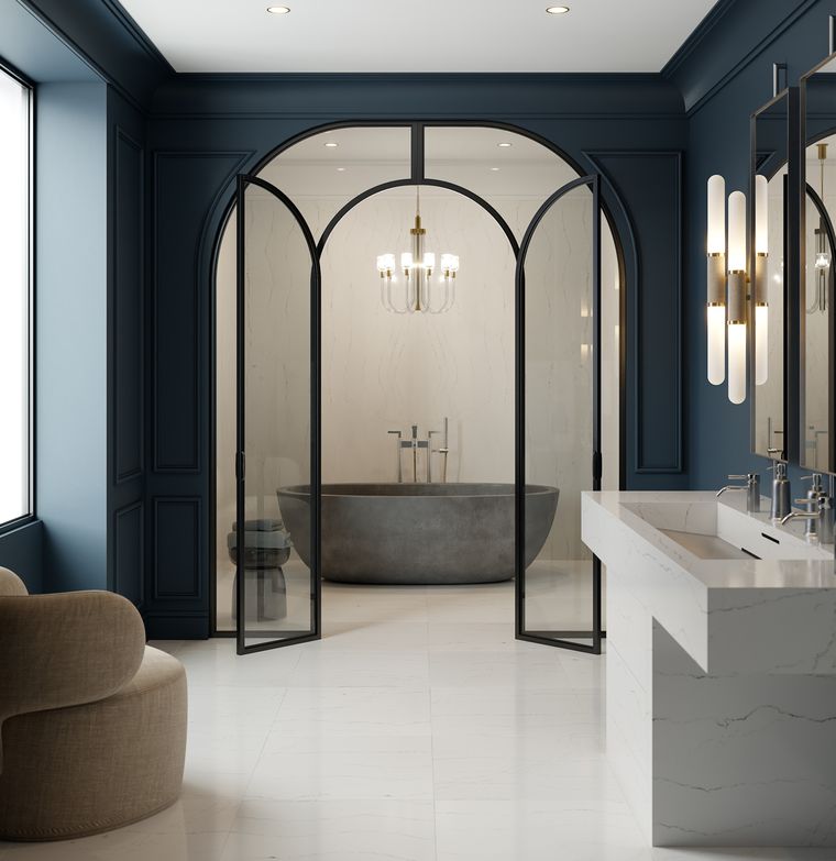 Colonial Countertops — bathroom in Cambria quartz