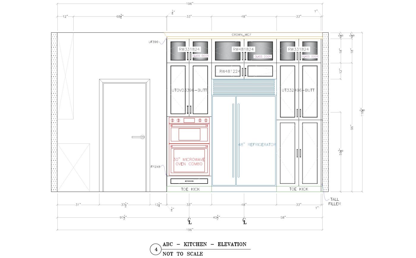 Elevation of the fridge wall