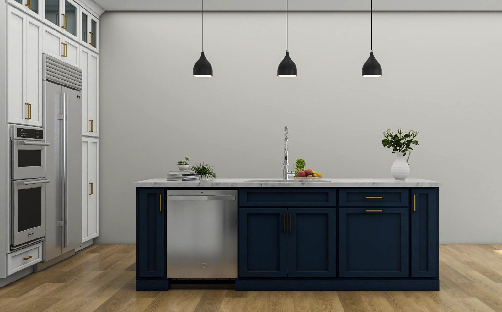 Navy island with three pendants